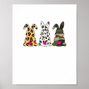 Konijnen Bunnies Leopard Camouflage Happy Paast Poster