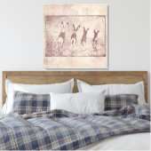 konijnen Bunny Art en Floral Flower Script Canvas Afdruk (Insitu (Slaapkamer))