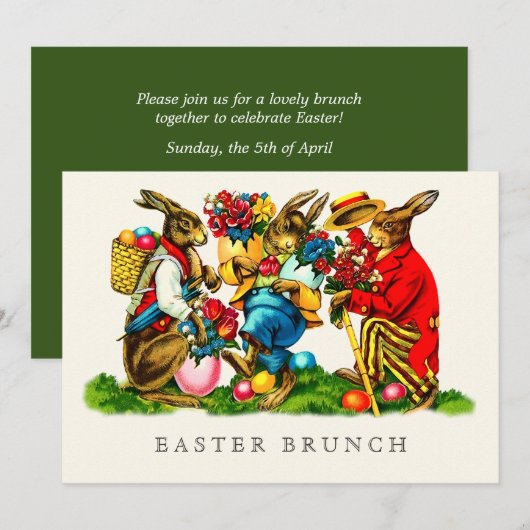 Konijnen Custom Paasbrunch Kaart (Voorkant / Achterkant)