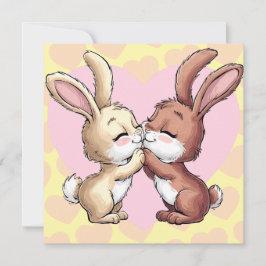 Konijnen die elkaar kussen Valentijnskaart met har Feestdagenkaart