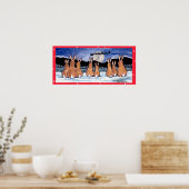 Konijnen die kerstmis met kerstmis Poster kijken (Keuken)