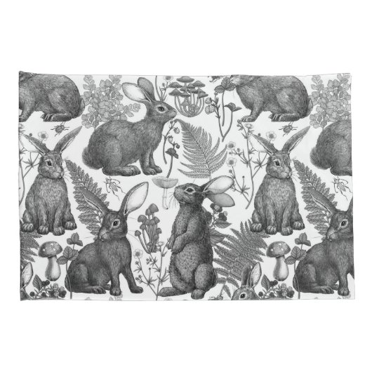 Konijnen en bosflora2 Hoesje Kussensloop (Achterkant-Rechts)