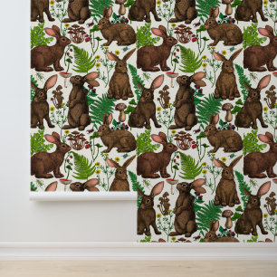 Konijnen en bosflora 4 behang