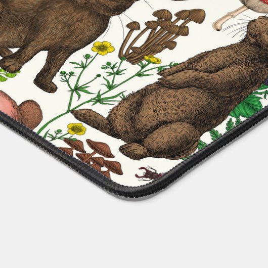 Konijnen en bosflora 4 bureaumat (Hoek)