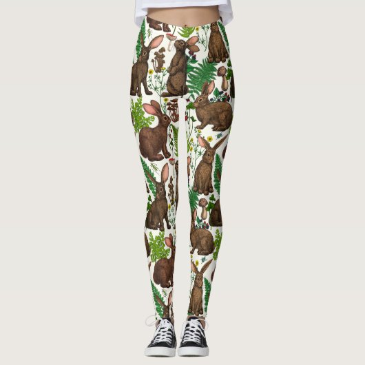Konijnen en bosflora 4 leggings (Voorkant)