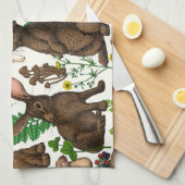 Konijnen en bosflora 4 theedoek (Quarter Fold)