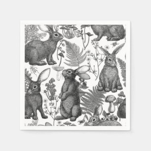 Konijnen en bosflora Napkins Servet