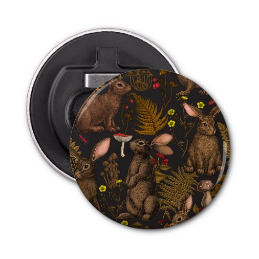 Konijnen en bossen flora Bottle Open Button Flesopener (Voorkant)