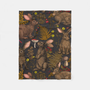 Konijnen en bossen flora Fleece Blanket Deken