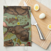Konijnen en bossen flora Kitchen Towel Theedoek (Quarter Fold)