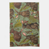 Konijnen en bossen flora Kitchen Towel Theedoek (Verticaal)