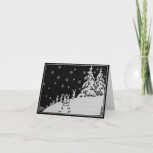 Konijnen en de Illustratie van de Winter van de Feestdagen Kaart