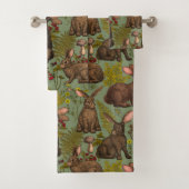 Konijnen en houten flora Bath Towel Set Bad Handdoek (Insitu)