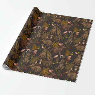 Konijnen en houtflora Verpakkingspapier Cadeaupapier
