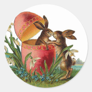 konijnen en konijnen die elkaar zoenen ronde sticker