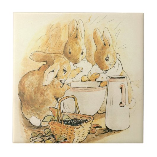 Konijnen en Melkpudding door Beatrix Potter Tegeltje (Voorkant)