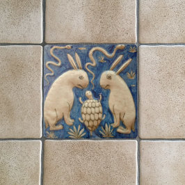  konijnen en reptielen Antiek reproductie Tegeltje