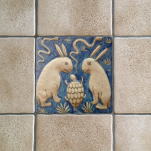  konijnen en reptielen Antiek reproductie Tegeltje