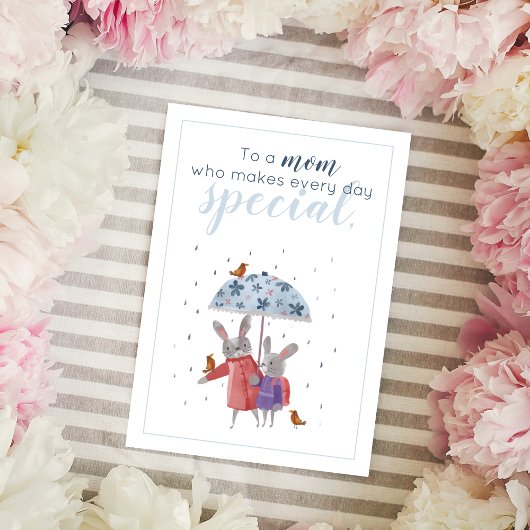 Konijnen en Roodborstjes Moederdag van Dochter Bedankkaart