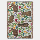 Konijnen en wilde bloemen deken (Voorkant Verticaal)