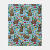 Konijnen en wilde bloemen fleece deken (Voorkant)