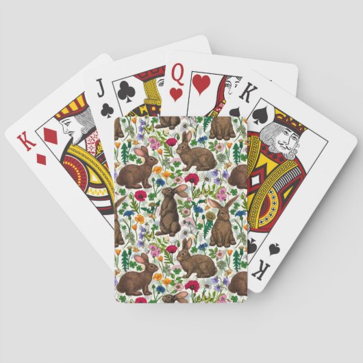 Konijnen en wilde bloemen pokerkaarten (Achterkant)
