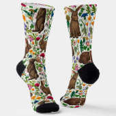 Konijnen en wilde bloemen sokken (Gebogen)