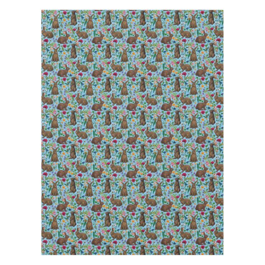 Konijnen en wilde bloemen tafelkleed (Voorkant)