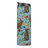 Konijnen en wilde bloemen thermosbeker (Geroteerd rechts)