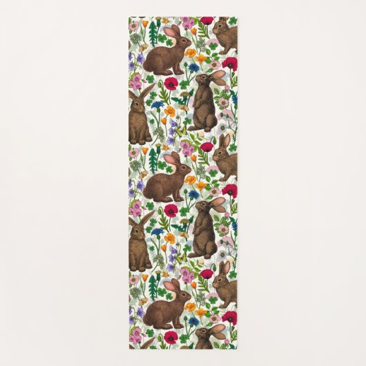 Konijnen en wilde bloemen yogamat (Voorkant)