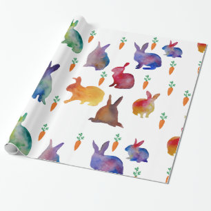 Konijnen en wortelen watercolo kunst Wrapping Papi Cadeaupapier