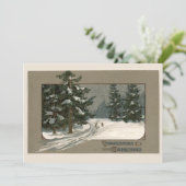 Konijnen in de kerstwinter wenskaart (Staand voorkant)