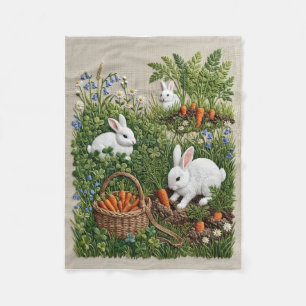 Konijnen In De Tuin Lente Bloemen Zachte Fleece B Deken