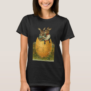 Konijnen in een gouden ei, vintage Victoriaanse Pa T-shirt