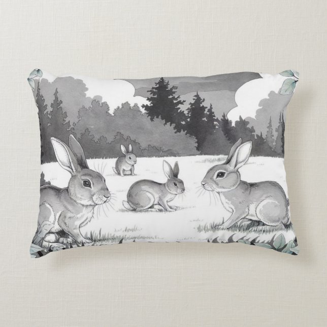Konijnen in Forest Clearing Accent Pillow Kussen (Voorkant)