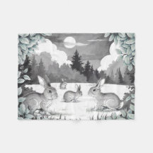 Konijnen in Forest Clearing Fleece Deken
