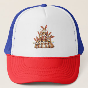 Konijnen Kerstboom Vrolijk Kerstfeest Trucker Pet