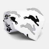 konijnen op wit springen stropdas (Opgerold)