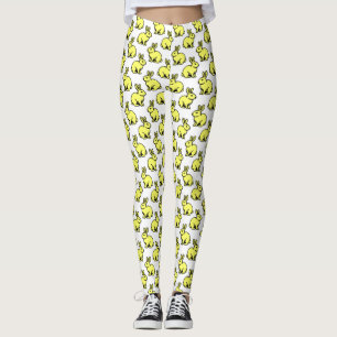 Konijnen Patroon - Zwart en Lt Geel Leggings