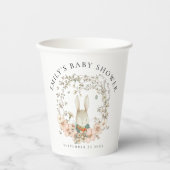 konijnenblad Naam Datum Baby shower Papieren Bekers (Voorkant)