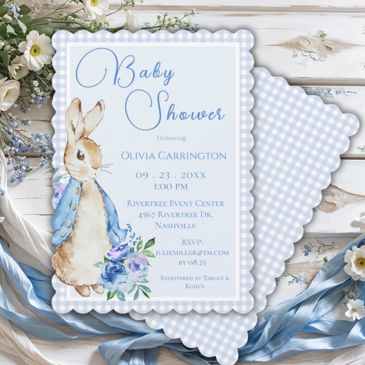 Konijnenblauw Baby shower Kaart