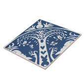 Konijnenblauw en witbunny Bird Tree Pattern Tegeltje (Zijkant)