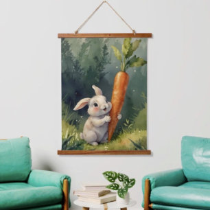 Konijnendromen: Fantasievolle houten wandtapijt Hangend Wandkleed