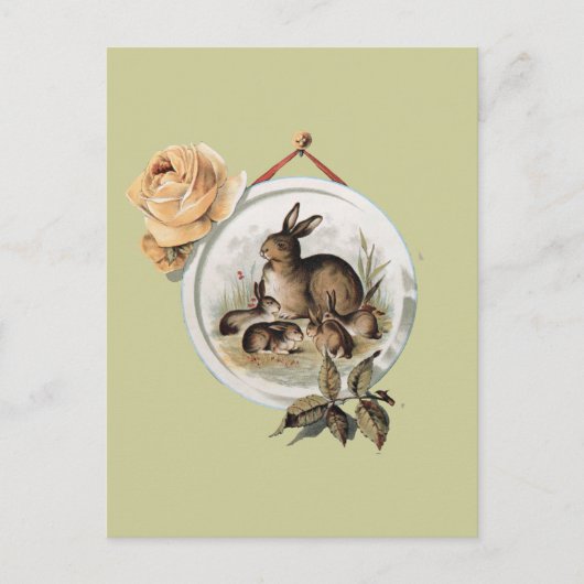 konijnenfamilie briefkaart (Voorkant)