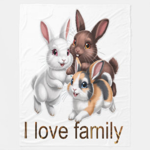 Konijnenfamilie fleece deken