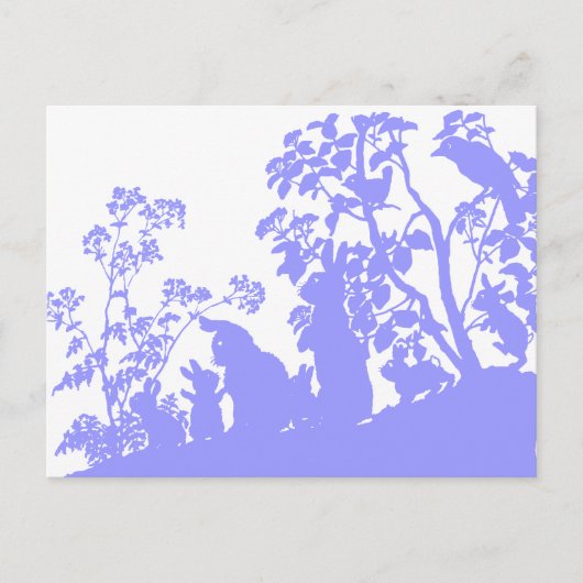 Konijnenfamilie Silhouet Natuur Scene Vintage Bos Briefkaart (Voorkant)