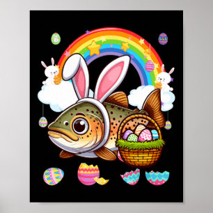 Konijnenforel Vis Paasjacht Eieren Mand Kleur Poster