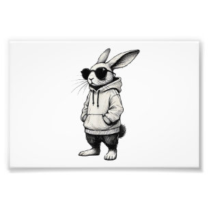 Konijnengezicht met zonnebril Pasen voor jongens m Foto Afdruk