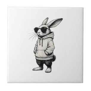 Konijnengezicht met zonnebril Pasen voor jongens m Tegeltje