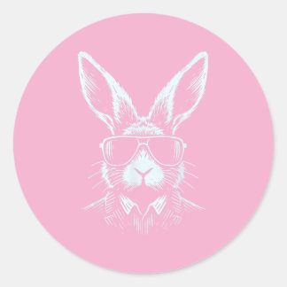 Konijnengezicht Met Zonnebril Voor Jongens Mannen Ronde Sticker